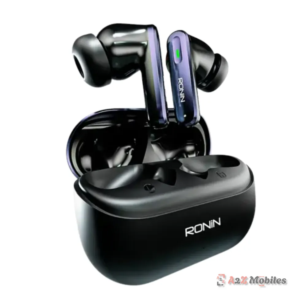 Ronin R-7075 Vesper Black Earbuds Side View