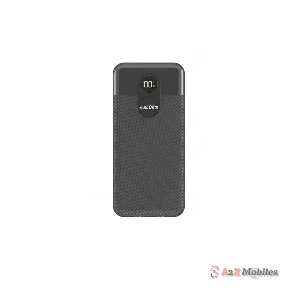 Bluks BX-304 20000mAh Integrated Cable Power Bank black front Bluks BX-304 20000mAh Integrated Cable Power Bank black front